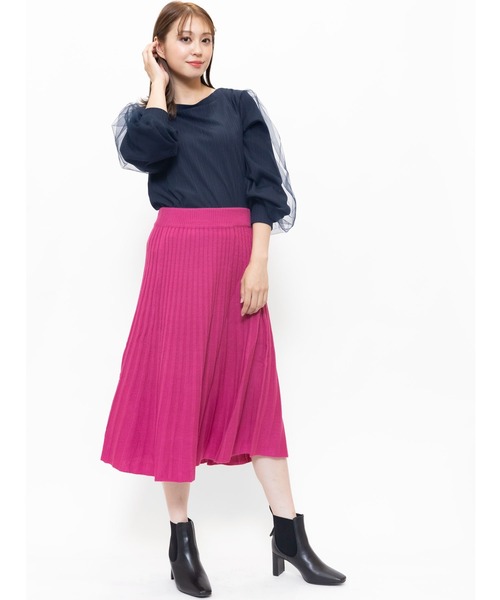 mili an deni（ミリアンデニ）の「リブニットスカート（スカート・レディース・チャコールグレー/ブラック/ブルー/グレー/ネイビー/グリーン/パープル・M/L）」の21枚目の写真