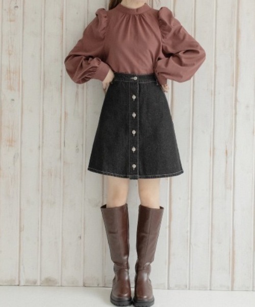 Mysa&Liina（ミーサリーナ）の「台形デニムスカート（デニムスカート・レディース・サックスブルー/ブルー/ブラック系その他/ブラック系その他2・M/L）」の2枚目の写真