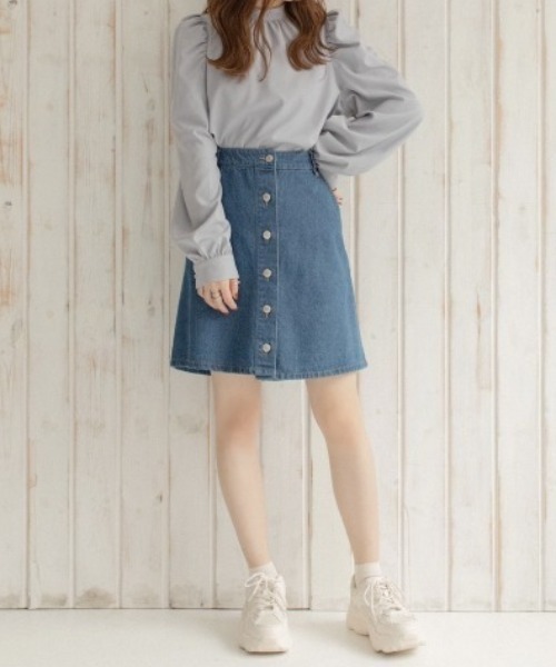 Mysa&Liina（ミーサリーナ）の「台形デニムスカート（デニムスカート・レディース・サックスブルー/ブルー/ブラック系その他/ブラック系その他2・M/L）」の4枚目の写真