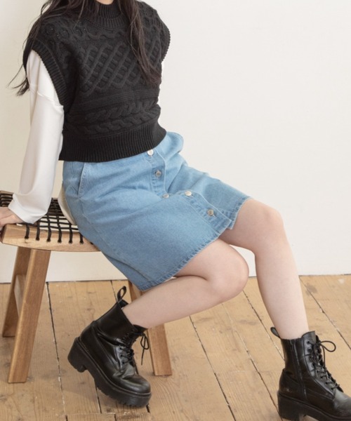 Mysa&Liina（ミーサリーナ）の「台形デニムスカート（デニムスカート・レディース・サックスブルー/ブルー/ブラック系その他/ブラック系その他2・M/L）」の22枚目の写真