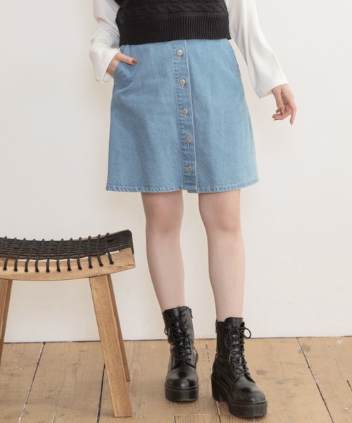 Mysa&Liina（ミーサリーナ）の「台形デニムスカート（デニムスカート・レディース・サックスブルー/ブルー/ブラック系その他/ブラック系その他2・M/L）」の20枚目の写真