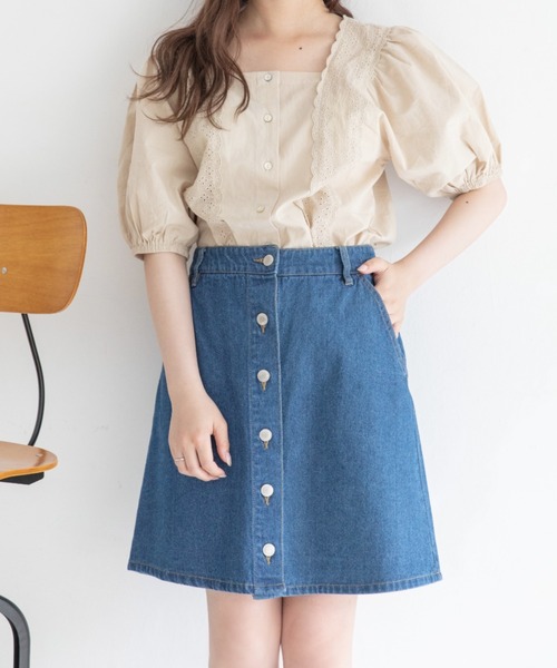 Mysa&Liina（ミーサリーナ）の「台形デニムスカート（デニムスカート・レディース・サックスブルー/ブルー/ブラック系その他/ブラック系その他2・M/L）」の9枚目の写真