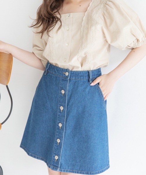 Mysa&Liina（ミーサリーナ）の「台形デニムスカート（デニムスカート・レディース・サックスブルー/ブルー/ブラック系その他/ブラック系その他2・M/L）」の8枚目の写真