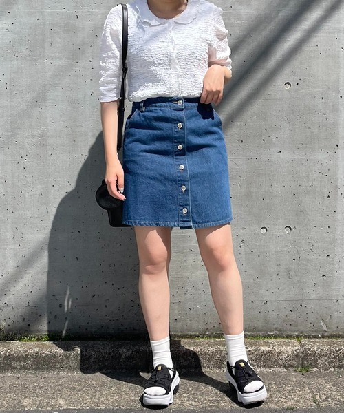 Mysa&Liina（ミーサリーナ）の「台形デニムスカート（デニムスカート・レディース・サックスブルー/ブルー/ブラック系その他/ブラック系その他2・M/L）」の15枚目の写真