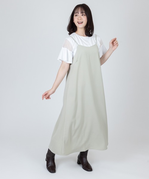 Anuenue（アヌエヌエ）の「Aラインロングキャミワンピース（ワンピース・レディース・ブラック/ブラウン/カーキ・FREE）」の3枚目の写真