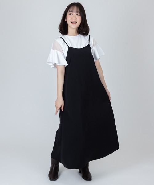 Anuenue（アヌエヌエ）の「Aラインロングキャミワンピース（ワンピース・レディース・ブラック/ブラウン/カーキ・FREE）」の2枚目の写真