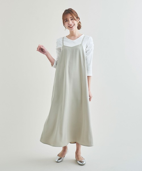 Anuenue（アヌエヌエ）の「Aラインロングキャミワンピース（ワンピース・レディース・ブラック/ブラウン/カーキ・FREE）」の10枚目の写真