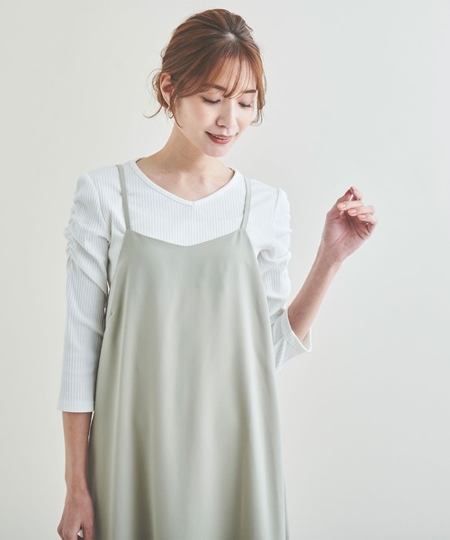 Anuenue（アヌエヌエ）の「Aラインロングキャミワンピース（ワンピース・レディース・ブラック/ブラウン/カーキ・FREE）」の18枚目の写真