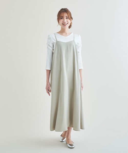 Anuenue（アヌエヌエ）の「Aラインロングキャミワンピース（ワンピース・レディース・ブラック/ブラウン/カーキ・FREE）」の20枚目の写真