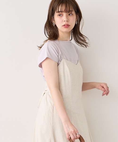 natural couture(ナチュラルクチュール)の「USAコットンフレンチスリーブロゴTシャツ(Tシャツ/カットソー・レディース・ブラック/ホワイト系その他/オフホワイト/ミント/グレイッシュベージュ・FREE)」の7枚目の写真