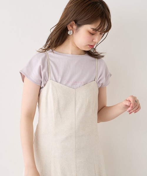 natural couture(ナチュラルクチュール)の「USAコットンフレンチスリーブロゴTシャツ(Tシャツ/カットソー・レディース・ブラック/ホワイト系その他/オフホワイト/ミント/グレイッシュベージュ・FREE)」の6枚目の写真