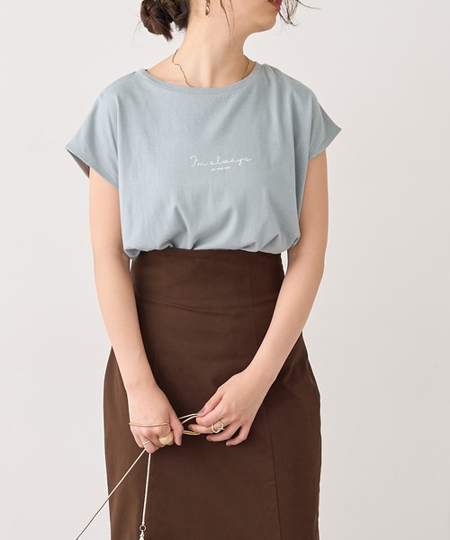 natural couture(ナチュラルクチュール)の「USAコットンフレンチスリーブロゴTシャツ(Tシャツ/カットソー・レディース・ブラック/ホワイト系その他/オフホワイト/ミント/グレイッシュベージュ・FREE)」の13枚目の写真