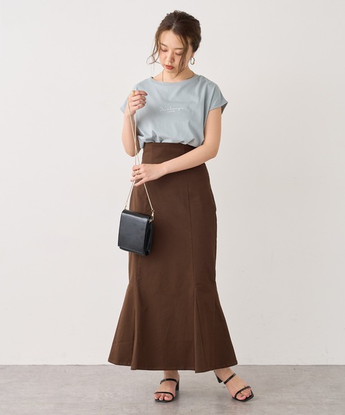natural couture(ナチュラルクチュール)の「USAコットンフレンチスリーブロゴTシャツ(Tシャツ/カットソー・レディース・ブラック/ホワイト系その他/オフホワイト/ミント/グレイッシュベージュ・FREE)」の14枚目の写真
