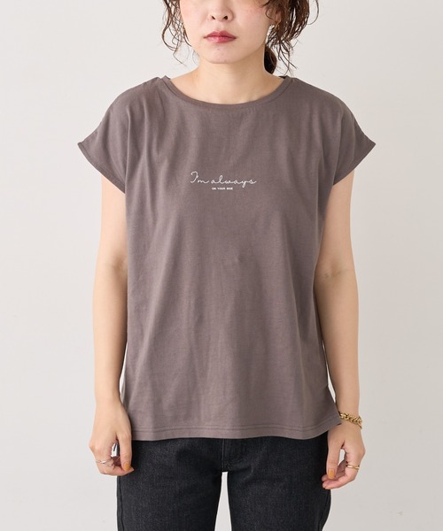 natural couture(ナチュラルクチュール)の「USAコットンフレンチスリーブロゴTシャツ(Tシャツ/カットソー・レディース・ブラック/ホワイト系その他/オフホワイト/ミント/グレイッシュベージュ・FREE)」の17枚目の写真