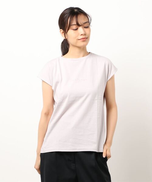 natural couture(ナチュラルクチュール)の「USAコットンフレンチスリーブロゴTシャツ(Tシャツ/カットソー・レディース・ブラック/ホワイト系その他/オフホワイト/ミント/グレイッシュベージュ・FREE)」の10枚目の写真