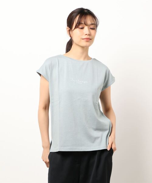 natural couture(ナチュラルクチュール)の「USAコットンフレンチスリーブロゴTシャツ(Tシャツ/カットソー・レディース・ブラック/ホワイト系その他/オフホワイト/ミント/グレイッシュベージュ・FREE)」の16枚目の写真