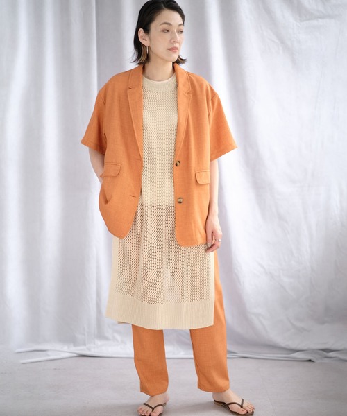 ＡＮＤＪ（アンドジェイ）の「リネンタッチ半袖テーラードジャケット（テーラードジャケット・レディース・オレンジ/ベージュ・M）」の15枚目の写真