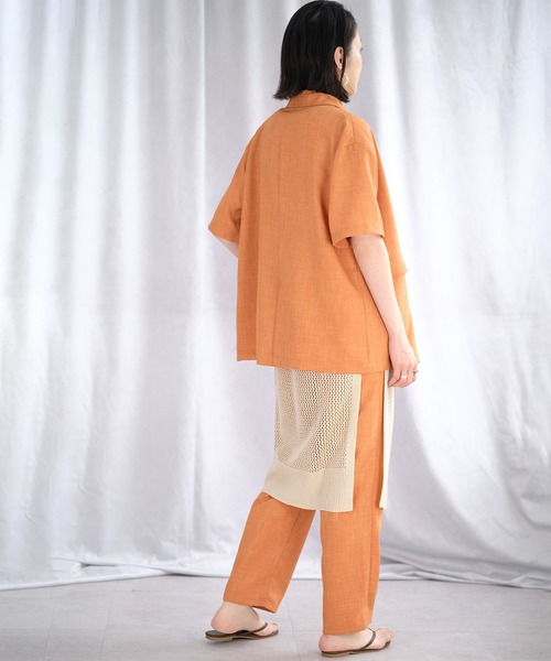 ＡＮＤＪ（アンドジェイ）の「リネンタッチ半袖テーラードジャケット（テーラードジャケット・レディース・オレンジ/ベージュ・M）」の21枚目の写真