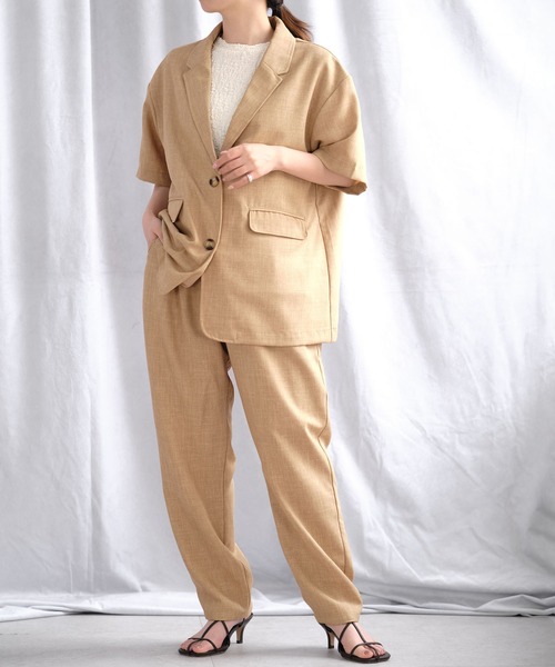 ＡＮＤＪ（アンドジェイ）の「リネンタッチ半袖テーラードジャケット（テーラードジャケット・レディース・オレンジ/ベージュ・M）」の18枚目の写真