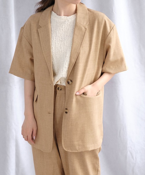 ＡＮＤＪ（アンドジェイ）の「リネンタッチ半袖テーラードジャケット（テーラードジャケット・レディース・オレンジ/ベージュ・M）」の14枚目の写真