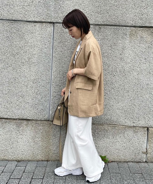 ＡＮＤＪ（アンドジェイ）の「リネンタッチ半袖テーラードジャケット（テーラードジャケット・レディース・オレンジ/ベージュ・M）」の13枚目の写真