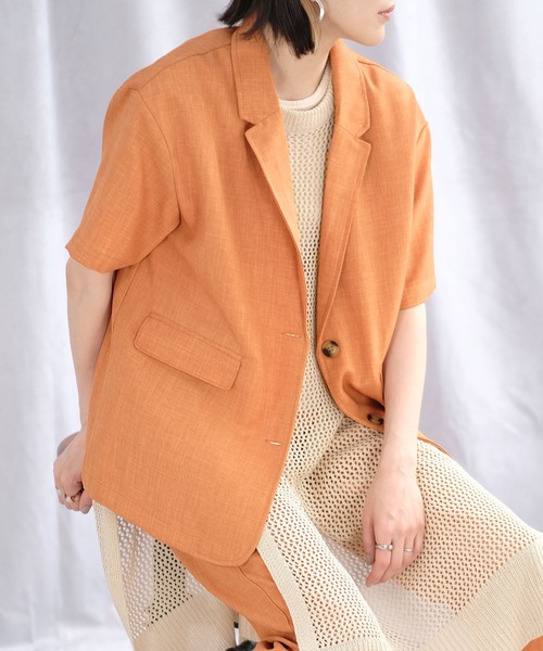 ＡＮＤＪ（アンドジェイ）の「リネンタッチ半袖テーラードジャケット（テーラードジャケット・レディース・オレンジ/ベージュ・M）」の12枚目の写真