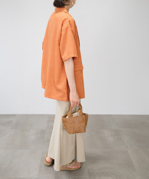 ＡＮＤＪ（アンドジェイ）の「リネンタッチ半袖テーラードジャケット（テーラードジャケット・レディース・オレンジ/ベージュ・M）」の5枚目の写真