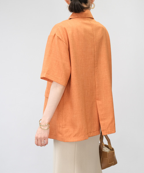 ＡＮＤＪ（アンドジェイ）の「リネンタッチ半袖テーラードジャケット（テーラードジャケット・レディース・オレンジ/ベージュ・M）」の7枚目の写真