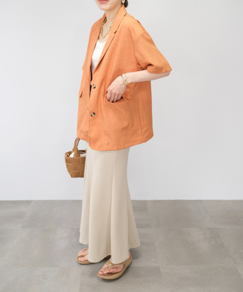 ＡＮＤＪ（アンドジェイ）の「リネンタッチ半袖テーラードジャケット（テーラードジャケット・レディース・オレンジ/ベージュ・M）」の11枚目の写真