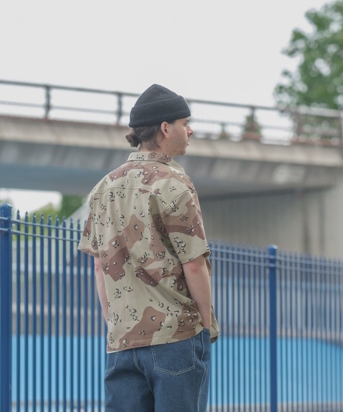 SIDEWAY STANCE(サイドウェイスタンス)の「【SIDEWAY STANCE】 カモフラージュ迷彩柄 & デニム 半袖 ワークシャツ セットアップ対応(シャツ/ブラウス・メンズ・A/C/ネイビー/B・LARGE/MEDIUM/X-LARGE)」の10枚目の写真