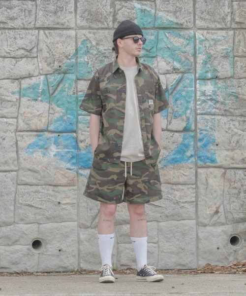 SIDEWAY STANCE(サイドウェイスタンス)の「【SIDEWAY STANCE】 カモフラージュ迷彩柄 & デニム 半袖 ワークシャツ セットアップ対応(シャツ/ブラウス・メンズ・A/C/ネイビー/B・LARGE/MEDIUM/X-LARGE)」の18枚目の写真