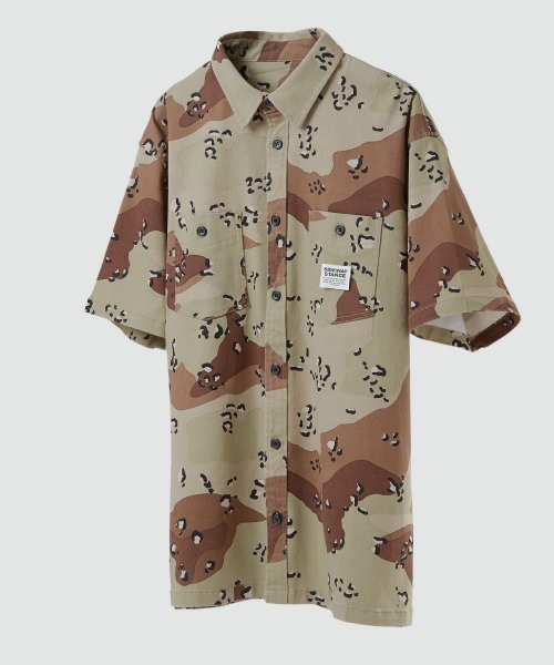 SIDEWAY STANCE(サイドウェイスタンス)の「【SIDEWAY STANCE】 カモフラージュ迷彩柄 & デニム 半袖 ワークシャツ セットアップ対応(シャツ/ブラウス・メンズ・A/C/ネイビー/B・LARGE/MEDIUM/X-LARGE)」の22枚目の写真