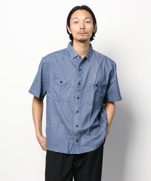 POLeR OUTDOOR STUFF（ポーラーアウトドアスタッフ）の「POLeR OUTDOOR STUFF/ポーラーアウトドアスタッフ　CHAMBRAY S/S BUTTON DOWN SHIRT（シャツ/ブラウス・メンズ・ホワイト/サックスブルー/インディゴブルー・MEDIUM/LARGE/SMALL）」の3枚目の写真