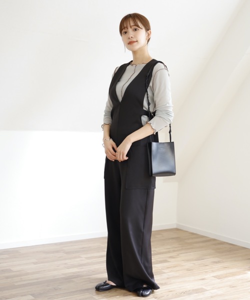 UNFIELD(アンフィールド)の「【UNFIELD サイドベルトデザインサロペット】(サロペット/オーバーオール・レディース・ブラック/カーキ・FREE)」の8枚目の写真