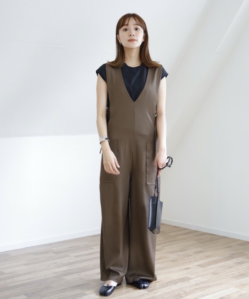 UNFIELD(アンフィールド)の「【UNFIELD サイドベルトデザインサロペット】(サロペット/オーバーオール・レディース・ブラック/カーキ・FREE)」の13枚目の写真