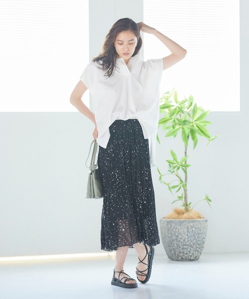 LIPSTAR（リップスター）の「ホシガラサテンプリーツスカート（スカート・レディース・アイボリー/ブラック系その他/ダークネイビー・M）」の13枚目の写真