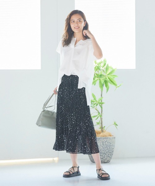 LIPSTAR（リップスター）の「ホシガラサテンプリーツスカート（スカート・レディース・アイボリー/ブラック系その他/ダークネイビー・M）」の14枚目の写真