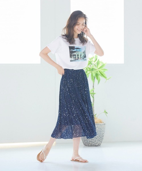 LIPSTAR（リップスター）の「ホシガラサテンプリーツスカート（スカート・レディース・アイボリー/ブラック系その他/ダークネイビー・M）」の16枚目の写真