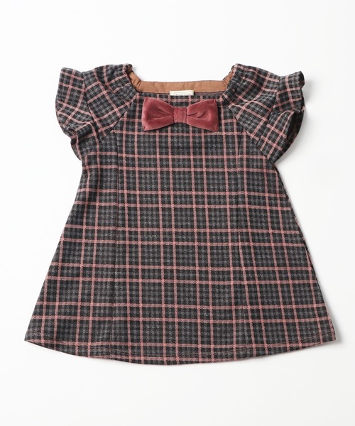 trois lapins kp（トロワラパンケーピー）の「Wジャガード素材のワンピース(80-90cm)（ジャンパースカート・キッズ・ブラウン/グレー・80ｃｍ/90cm）」の2枚目の写真