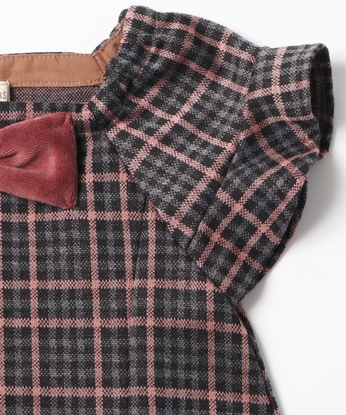 trois lapins kp（トロワラパンケーピー）の「Wジャガード素材のワンピース(80-90cm)（ジャンパースカート・キッズ・ブラウン/グレー・80ｃｍ/90cm）」の3枚目の写真