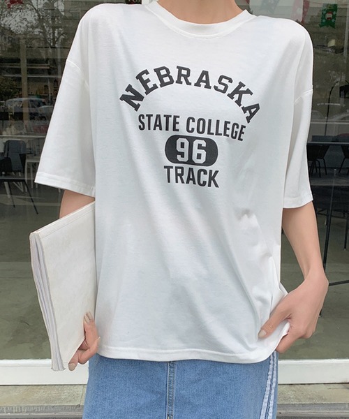 lakkanoir(ラッカノア)の「ビッグシルエットTシャツ(Tシャツ/カットソー・レディース・ホワイト/グレー/レッド・M/XL/L)」の2枚目の写真
