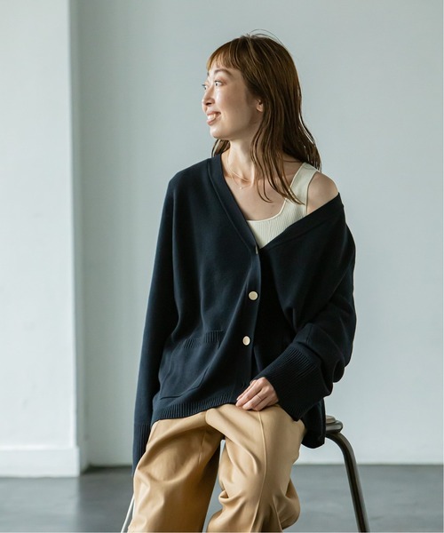 Noble(ノーブル)の「ミラノリブ ジャケット カーディガン◆(カーディガン/ボレロ・レディース・ブラック/ホワイト系その他/モカ・FREE)」の9枚目の写真