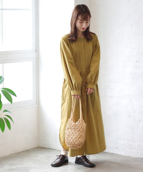 Crisp(クリスプ)の「ドレスシャツワンピース(ワンピース・レディース・ブラック/ホワイト/マスタード・FREE)」の4枚目の写真