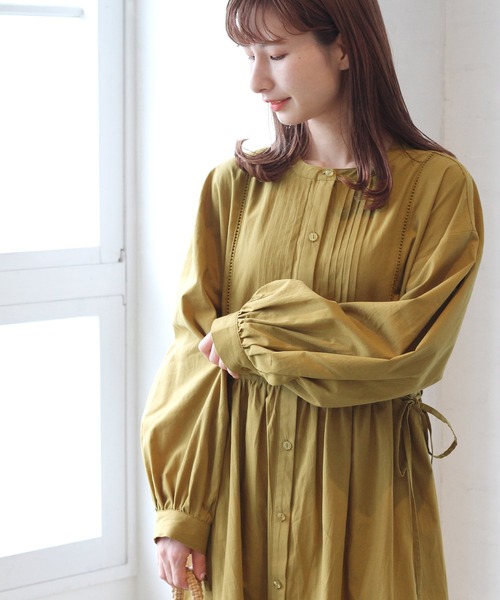 Crisp(クリスプ)の「ドレスシャツワンピース(ワンピース・レディース・ブラック/ホワイト/マスタード・FREE)」の8枚目の写真