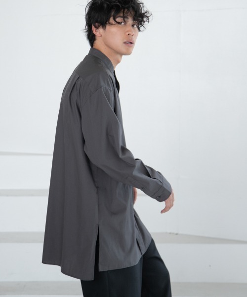 LOWRYS FARM（ローリーズファーム）の「ドレスバンドロングシャツ　215798（シャツ/ブラウス・メンズ・ホワイト/グレー・MEDIUM/LARGE）」の6枚目の写真
