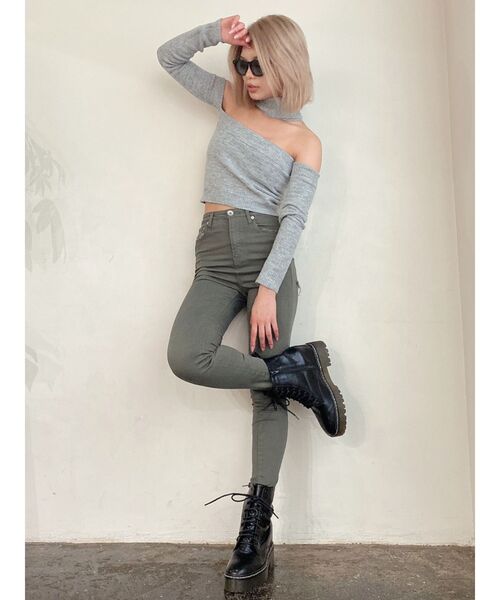GYDA(ジェイダ)の「ハイウエスト W BACK RIPPEDカラーパンツ(その他パンツ・レディース・ブラック/カーキ・MEDIUM/X-SMALL/SMALL)」の12枚目の写真