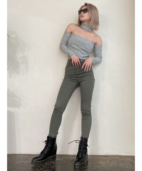 GYDA(ジェイダ)の「ハイウエスト W BACK RIPPEDカラーパンツ(その他パンツ・レディース・ブラック/カーキ・MEDIUM/X-SMALL/SMALL)」の3枚目の写真