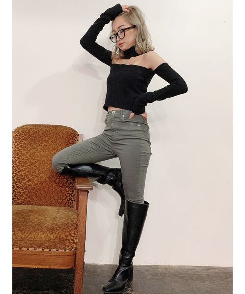 GYDA(ジェイダ)の「ハイウエスト W BACK RIPPEDカラーパンツ(その他パンツ・レディース・ブラック/カーキ・MEDIUM/X-SMALL/SMALL)」の17枚目の写真