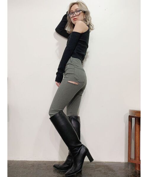 GYDA(ジェイダ)の「ハイウエスト W BACK RIPPEDカラーパンツ(その他パンツ・レディース・ブラック/カーキ・MEDIUM/X-SMALL/SMALL)」の20枚目の写真