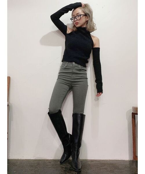 GYDA(ジェイダ)の「ハイウエスト W BACK RIPPEDカラーパンツ(その他パンツ・レディース・ブラック/カーキ・MEDIUM/X-SMALL/SMALL)」の22枚目の写真